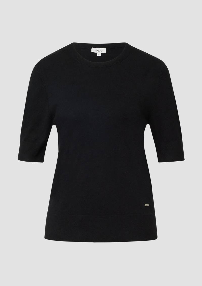 s.Oliver - Kurzärmeliger Strickpullover aus Viskosemix, Damen, schwarz von s.Oliver