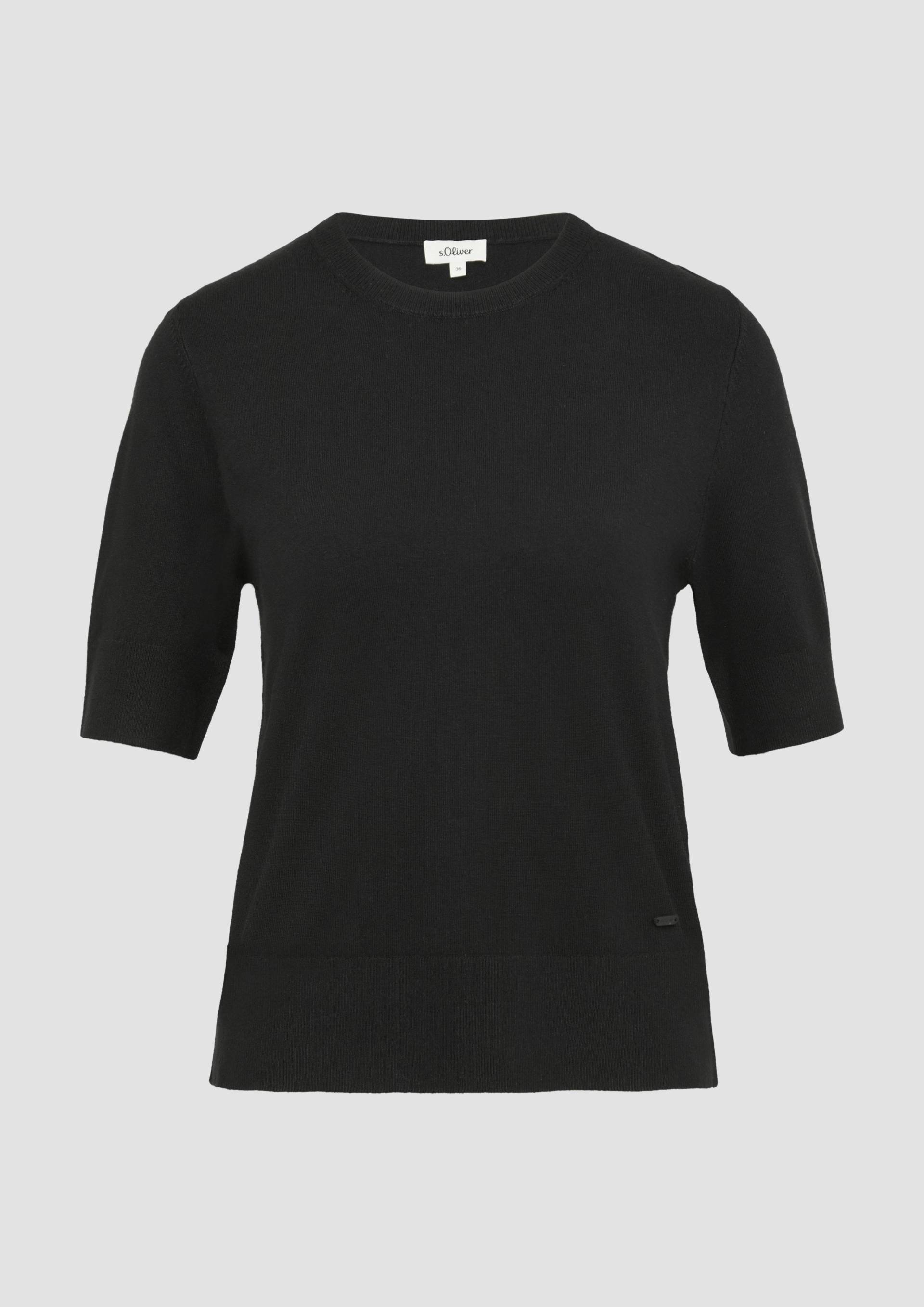s.Oliver - Kurzärmeliger Strickpullover aus Viskosemix, Damen, schwarz von s.Oliver
