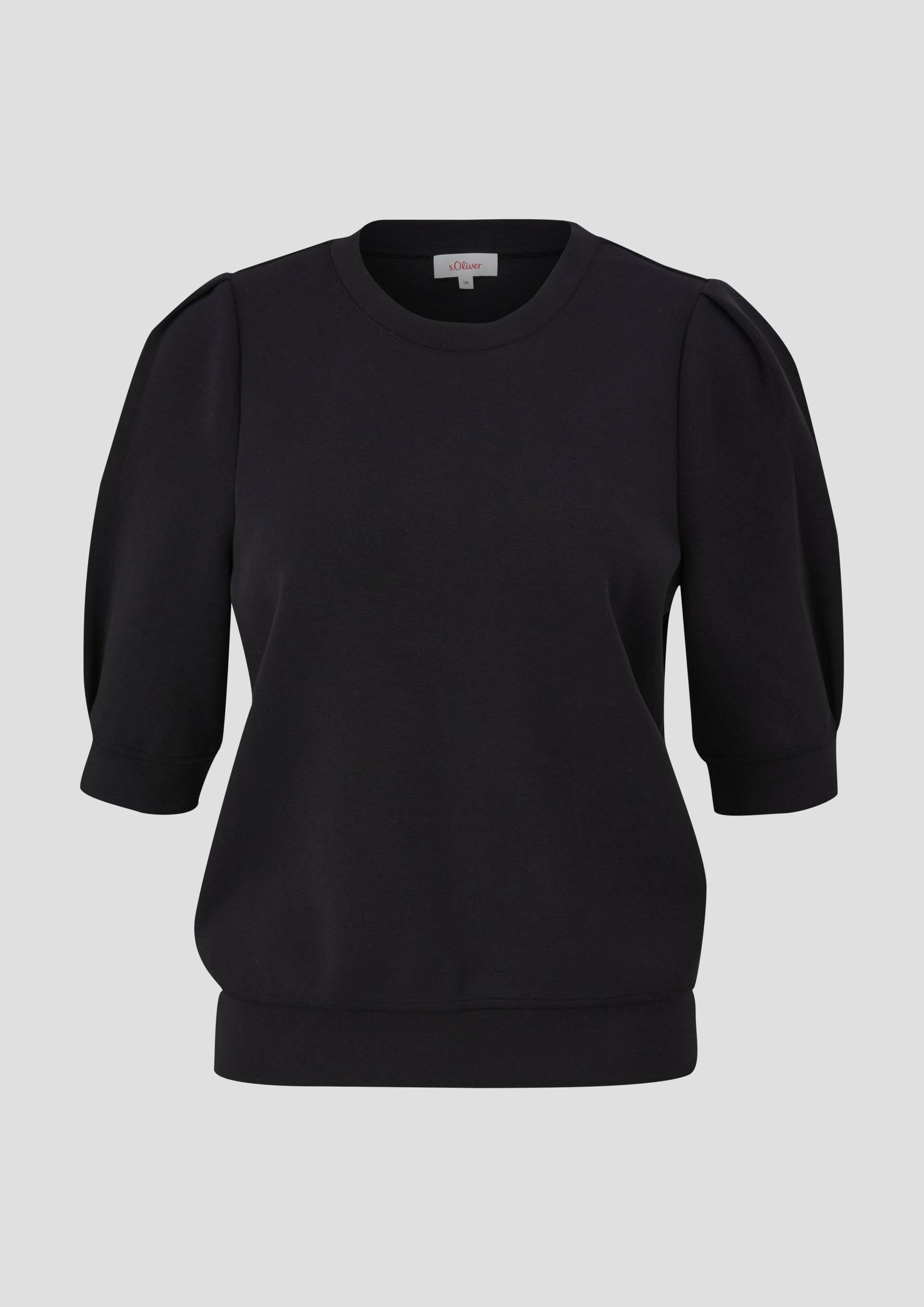 s.Oliver - Kurzarm-Shirt aus Scuba, Damen, schwarz von s.Oliver
