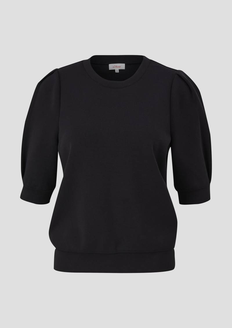 s.Oliver - Kurzarm-Shirt aus Scuba, Damen, schwarz von s.Oliver