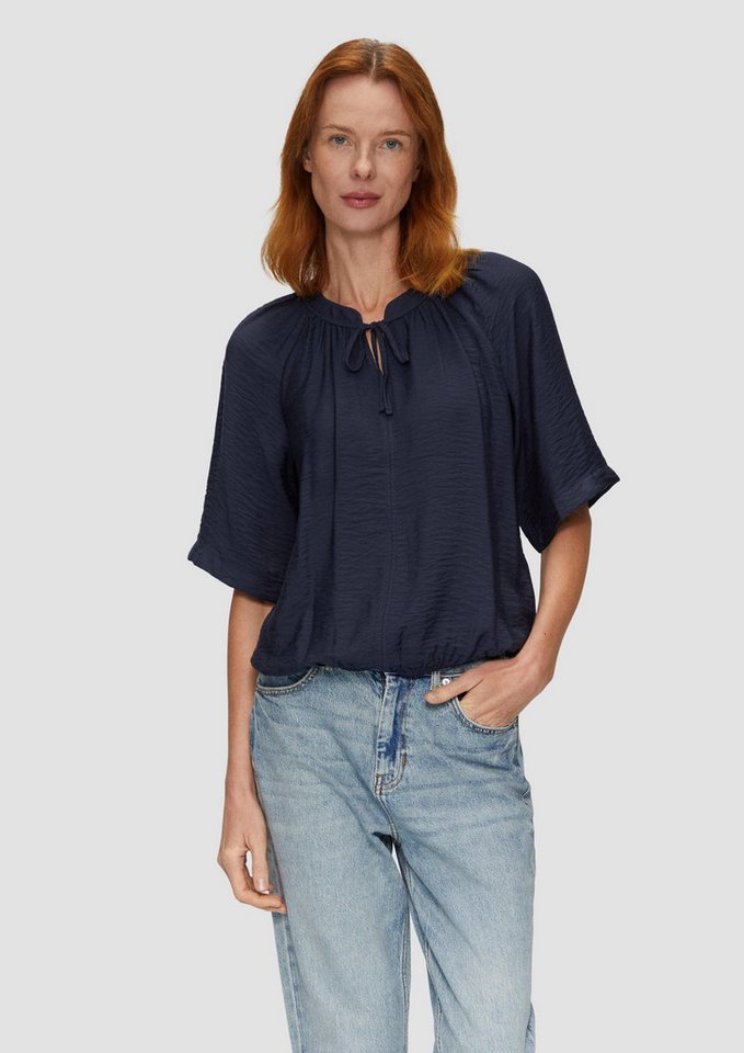 s.Oliver Kurzarmbluse Bluse Strukturierte Bluse im O-Shape mit Raffdetails von s.Oliver