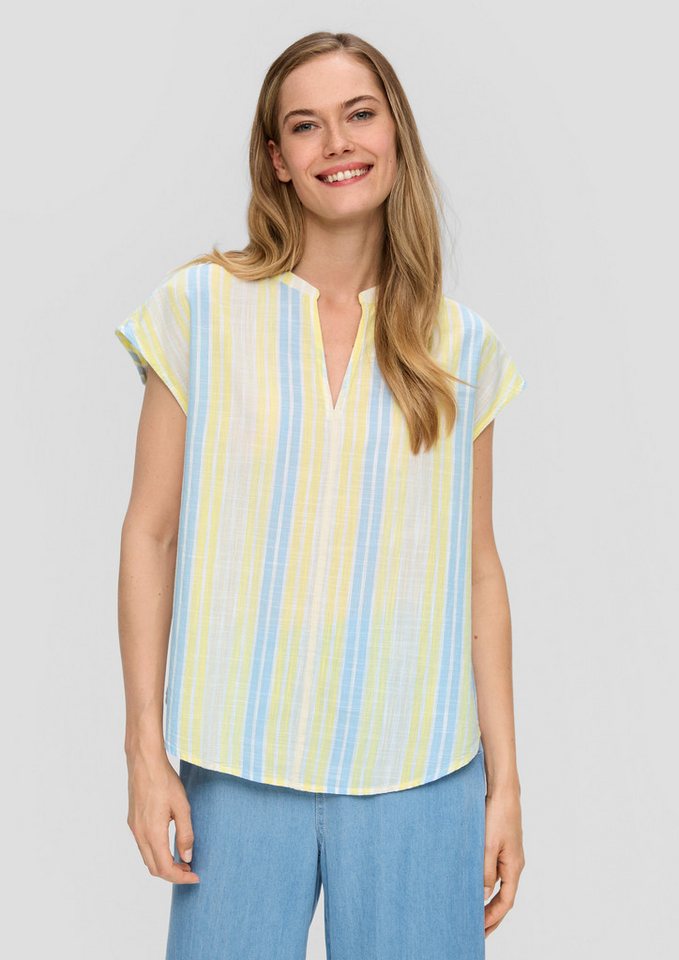 s.Oliver Kurzarmbluse Bluse Baumwollbluse mit Tunika-Ausschnitt im Relaxed Fit von s.Oliver