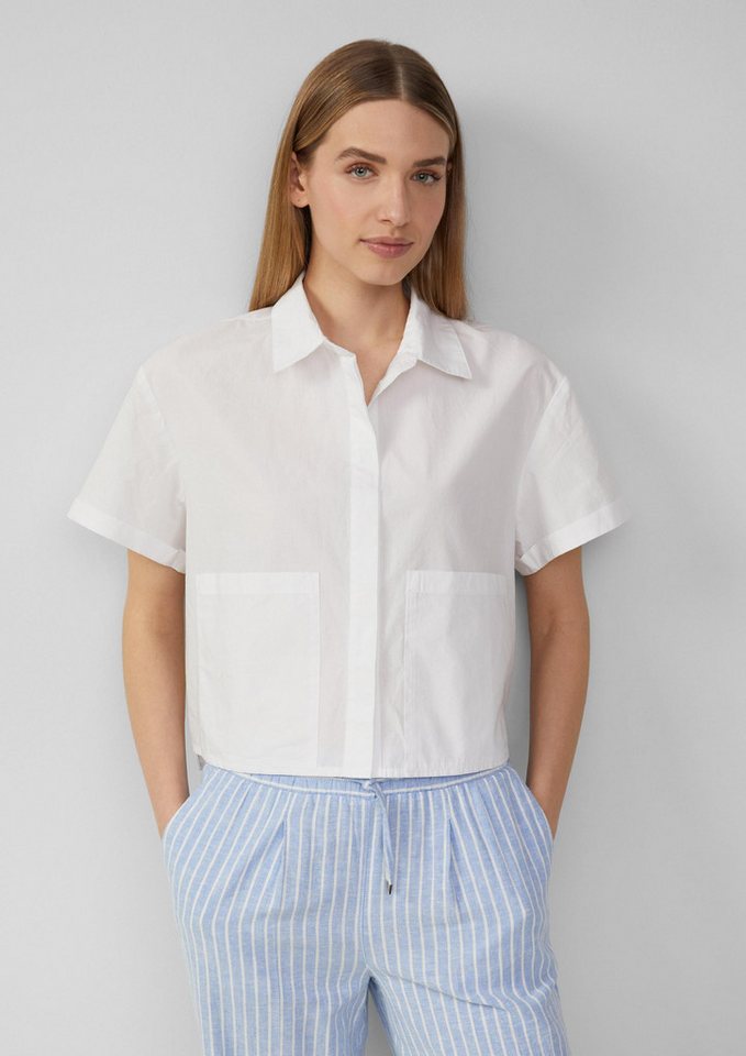 s.Oliver Kurzarmbluse Bluse Verkürzte Hemdbluse im Relaxed Fit mit aufgesetzten Taschen von s.Oliver