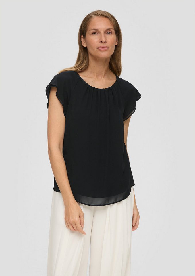 s.Oliver Kurzarmbluse Bluse Chiffon-Bluse mit Double-Layer Ärmeln von s.Oliver