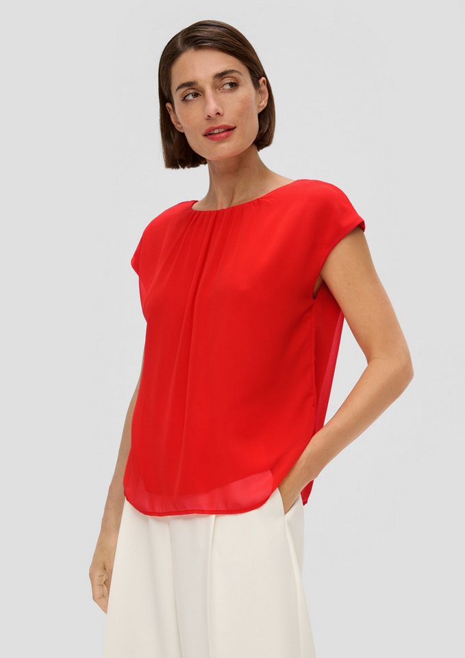 s.Oliver Kurzarmbluse Bluse Chiffonbluse mit Raffung von s.Oliver