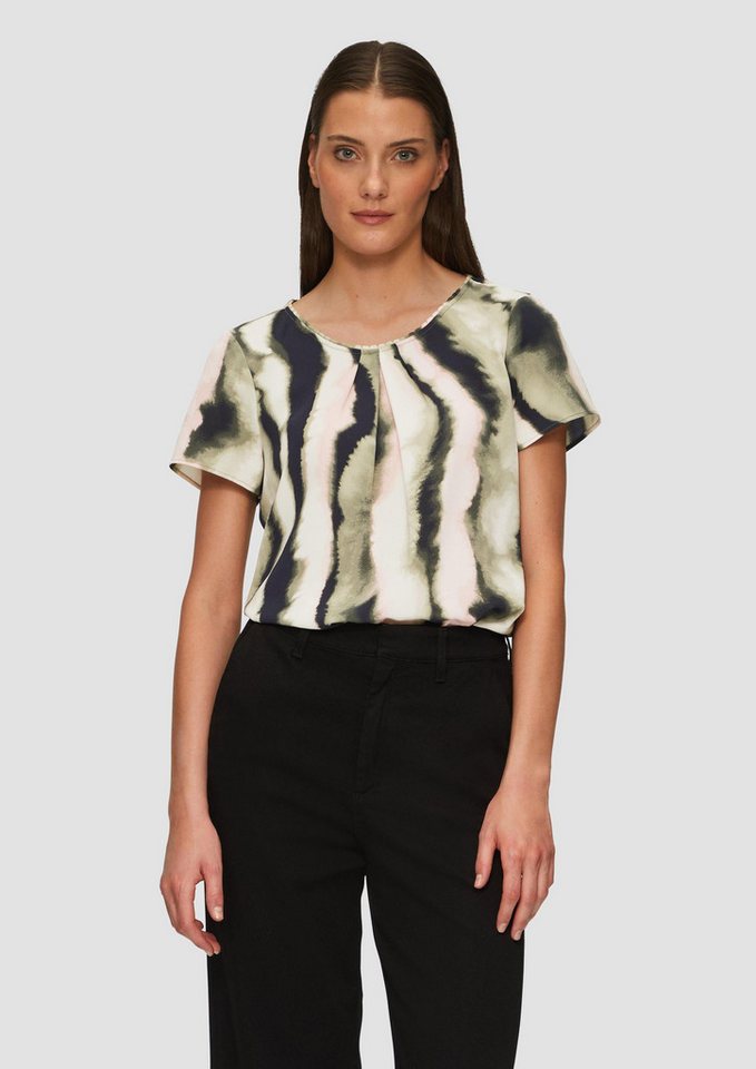 s.Oliver Kurzarmbluse Bluse Kurzarmbluse aus Crêpe mit Schmuckkante von s.Oliver