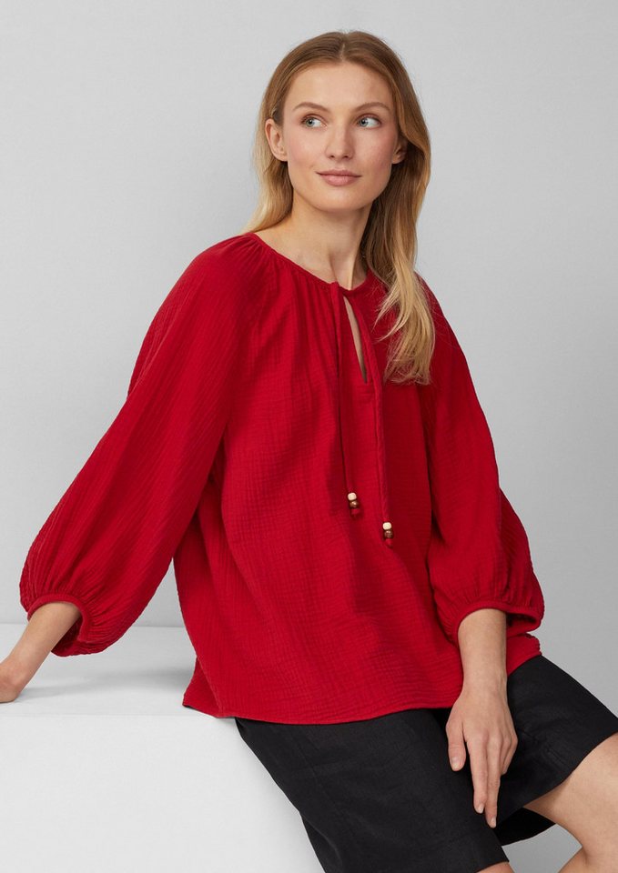 s.Oliver Kurzarmbluse Bluse Musselin-Bluse mit Raglanärmeln und Raffung (1-tlg) von s.Oliver