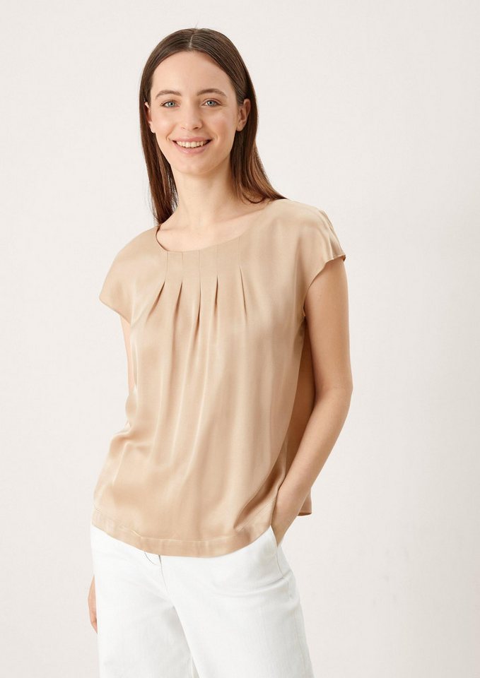 s.Oliver Kurzarmbluse Bluse Satinbluse mit Falten von s.Oliver