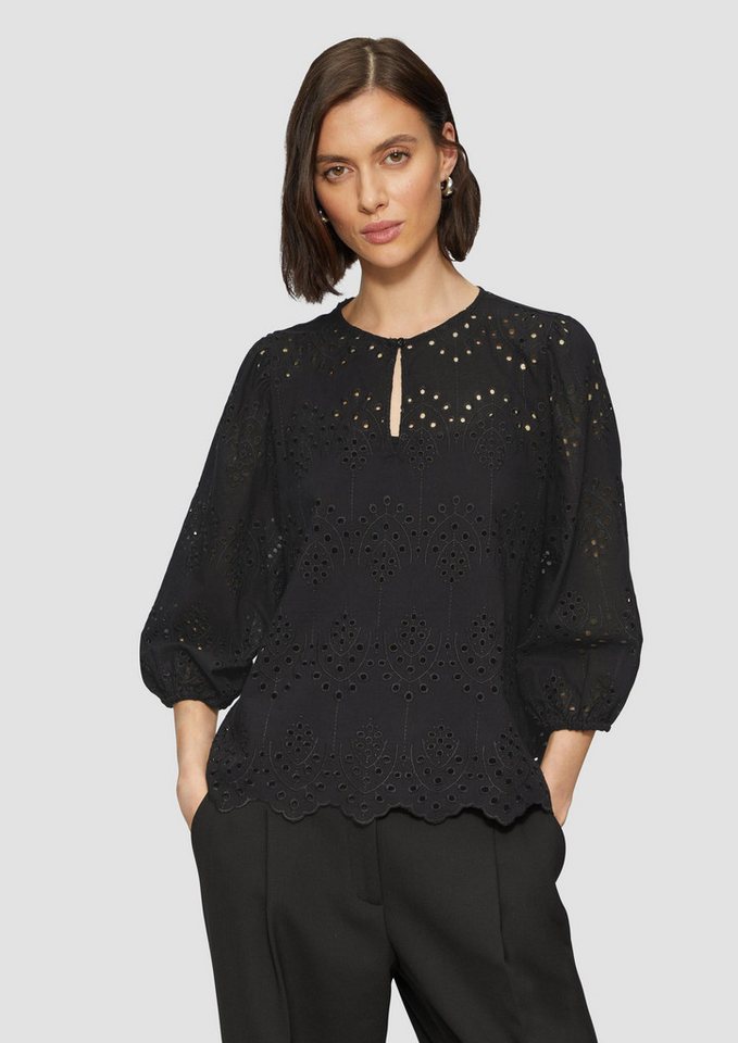 s.Oliver Kurzarmbluse Bluse Semitransparente Bluse aus Broderie Anglaise (1-tlg) von s.Oliver