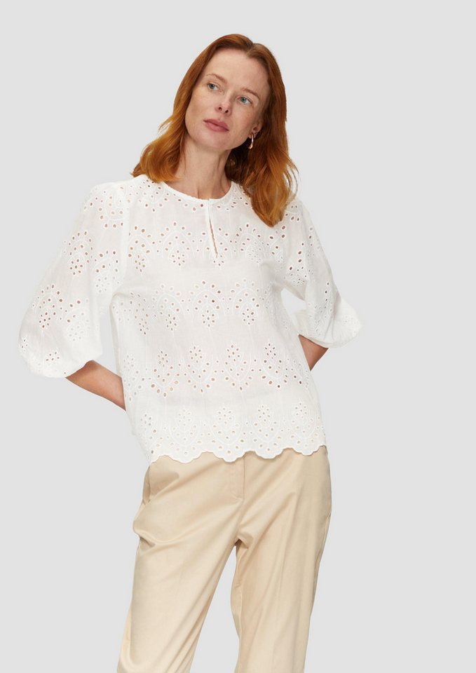 s.Oliver Kurzarmbluse Bluse Semitransparente Bluse aus Broderie Anglaise von s.Oliver