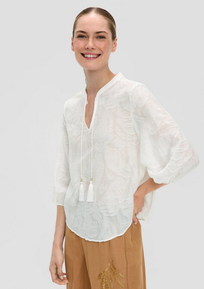 s.Oliver Kurzarmbluse Bluse Tunikabluse im Leaf-Design aus Viskosemix von s.Oliver