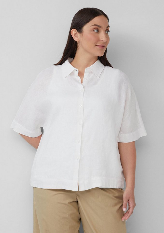 s.Oliver Kurzarmbluse Bluse Verkürzte Bluse aus Leinen im Relaxed Fit von s.Oliver