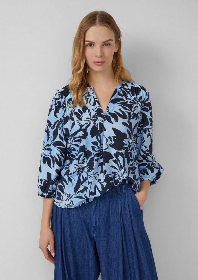s.Oliver Kurzarmbluse Bluse Viskosemix-Bluse im Relaxed Fit mit Raffung von s.Oliver