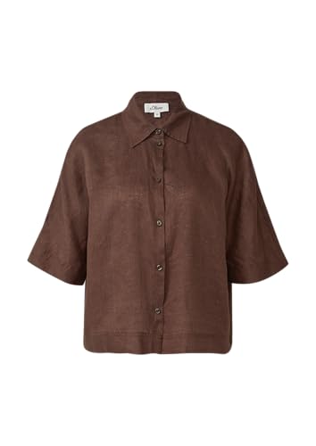 s.Oliver Kurzarmbluse aus Leinen im Relaxed Fit Mokka 40 von s.Oliver
