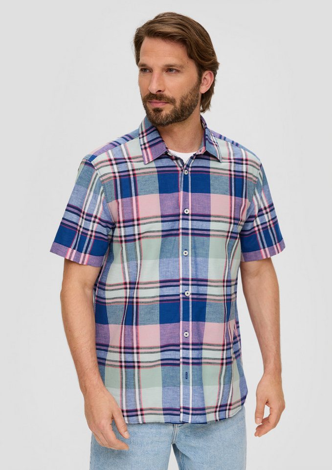 s.Oliver Kurzarmhemd Hemd Kariertes Kurzarmhemd aus Leinenmix von s.Oliver