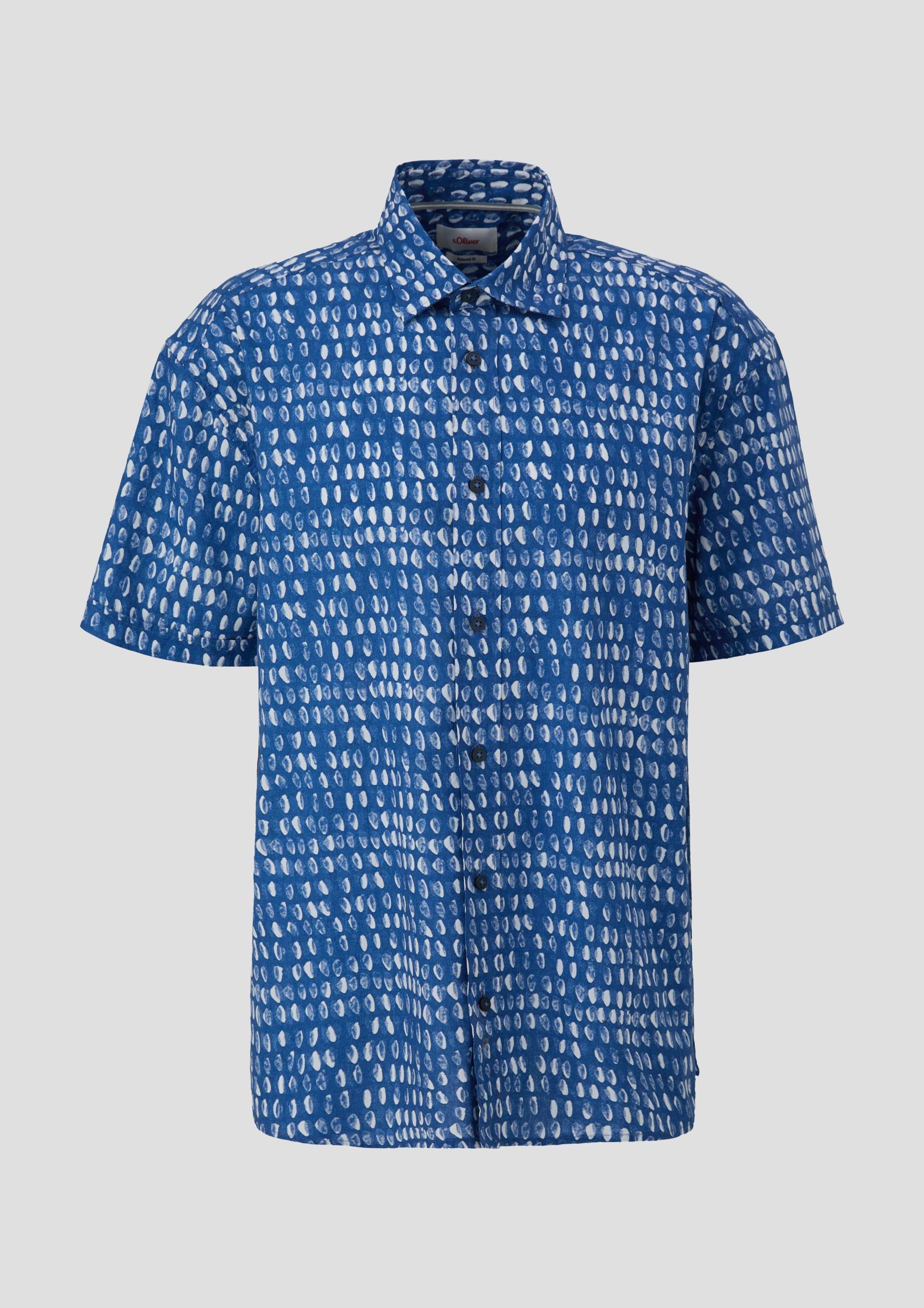 s.Oliver - Kurzarmhemd aus Baumwoll-Viskosemix, Herren, blau von s.Oliver