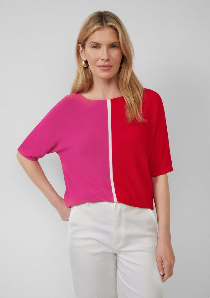 s.Oliver Kurzarmpullover Strickpullover Feiner Strickshirt in Colour-Blocking-Optik von s.Oliver