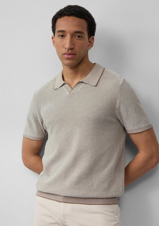 s.Oliver Kurzarmpullover Strickpullover Gestricktes Poloshirt aus Leinenmix von s.Oliver