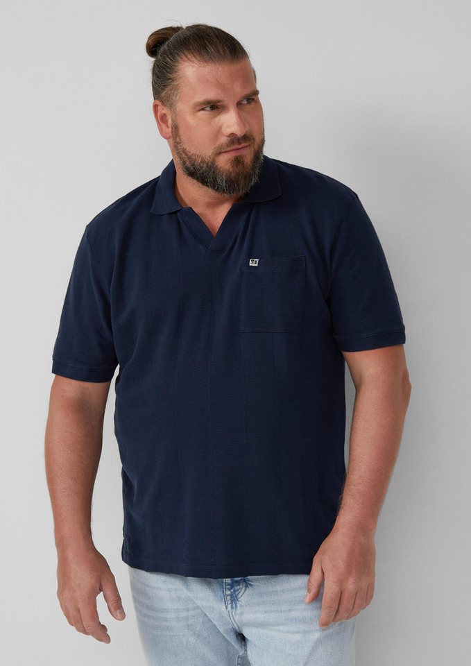 s.Oliver Kurzarmshirt Polo-Shirt Poloshirt mit Struktur-Streifen und offenem Kragen von s.Oliver