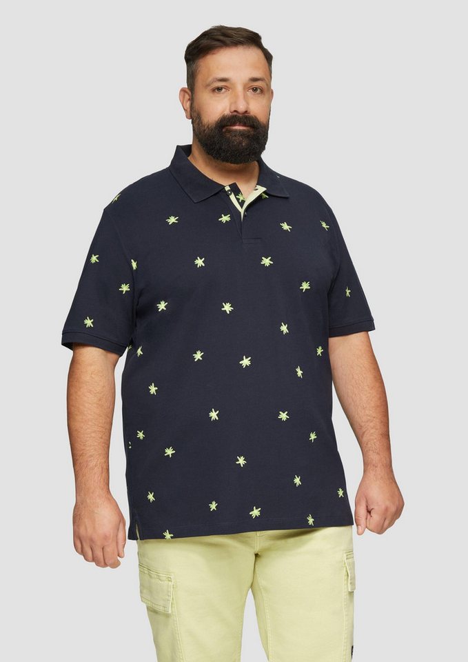 s.Oliver Kurzarmshirt Polo-Shirt Poloshirt mit All-over-Print und Kontrast-Details von s.Oliver