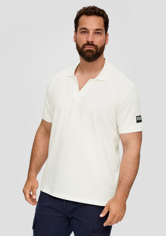 s.Oliver Kurzarmshirt Polo-Shirt Poloshirt aus Baumwollstretch mit Applikation von s.Oliver
