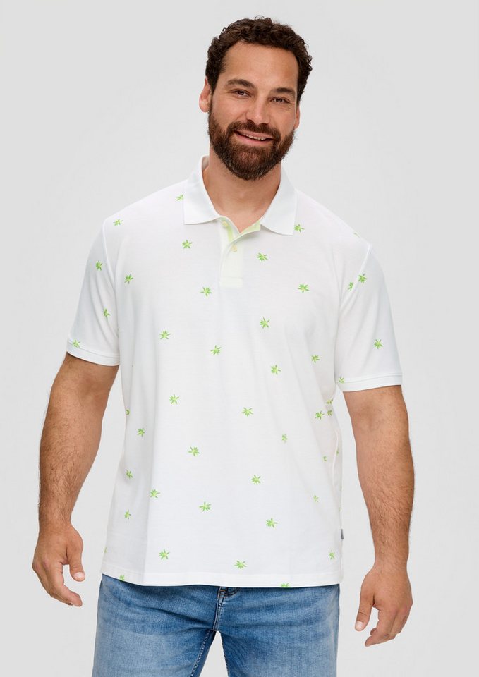 s.Oliver Kurzarmshirt Polo-Shirt Poloshirt mit All-over-Print und Kontrast-Details von s.Oliver