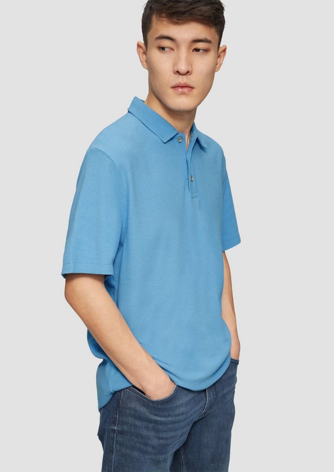 s.Oliver Kurzarmshirt Polo-Shirt Poloshirt mit Waffelstruktur und Logo-Patch von s.Oliver