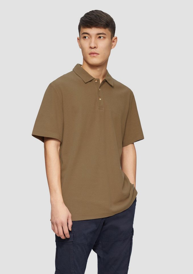 s.Oliver Kurzarmshirt Polo-Shirt Poloshirt mit Waffelstruktur und Logo-Patch von s.Oliver
