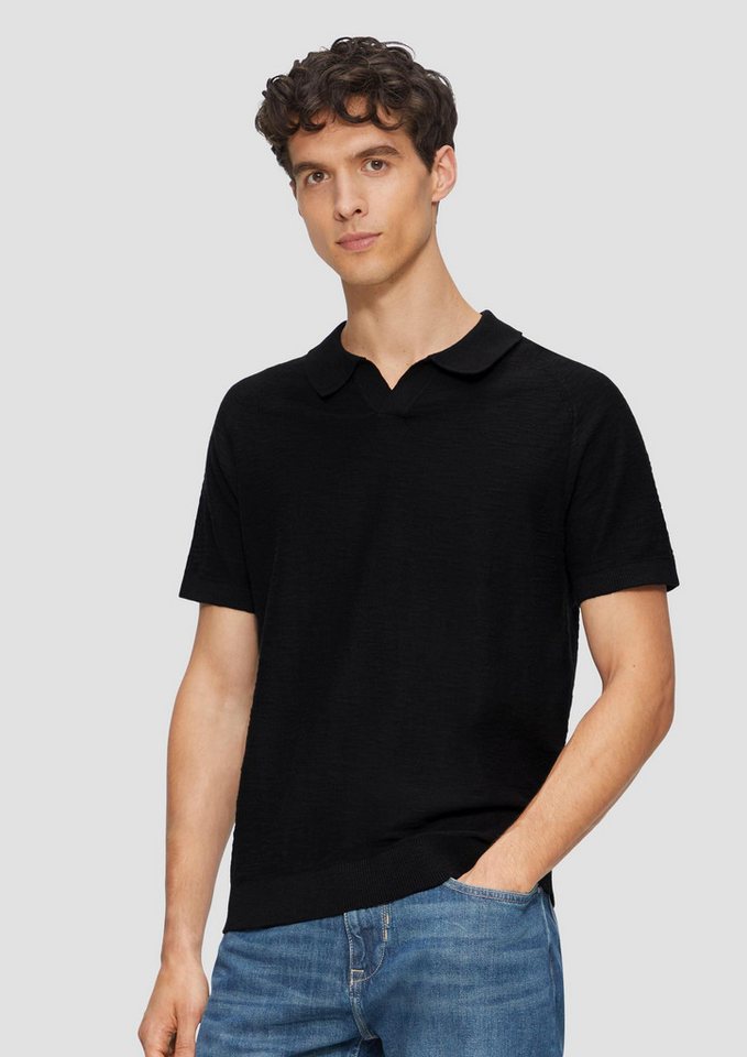 s.Oliver Kurzarmshirt Strickpullover Gestricktes Poloshirt mit Flammgarnstruktur von s.Oliver