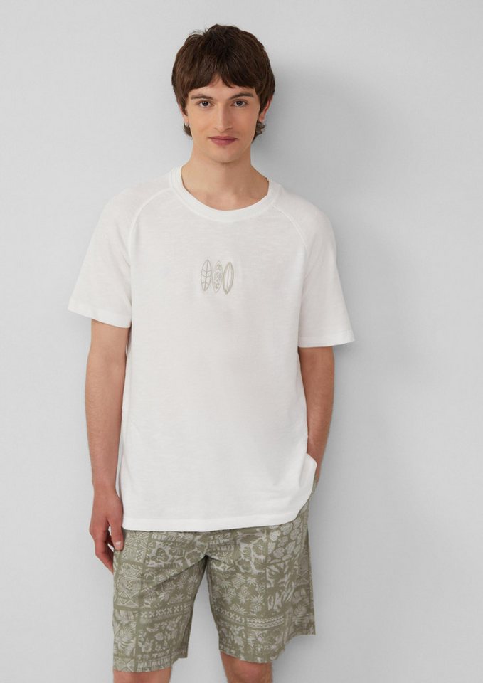 s.Oliver Kurzarmshirt T-Shirt Raglan-T-Shirt mit Flammgarnstruktur und Stickerei von s.Oliver