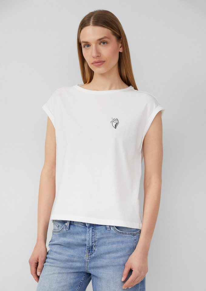 s.Oliver Kurzarmshirt T-Shirt Relaxed-Fit-Shirt mit Print und überschnittenen Schultern von s.Oliver