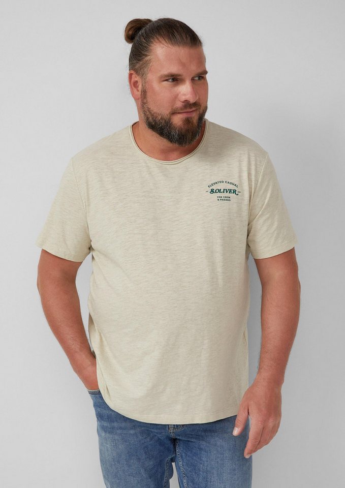 s.Oliver Kurzarmshirt T-Shirt Meliertes T-Shirt mit Rollkante und Frontprint von s.Oliver