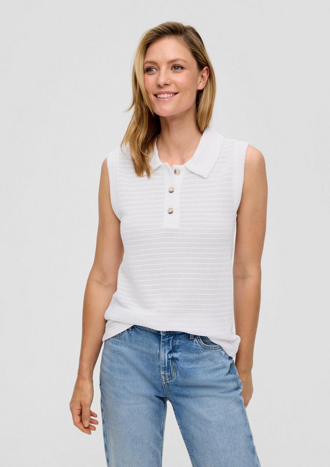 s.Oliver Kurzarmshirt T-Shirt Semitransparentes Shirt im Slim Fit mit Hemdkragen von s.Oliver