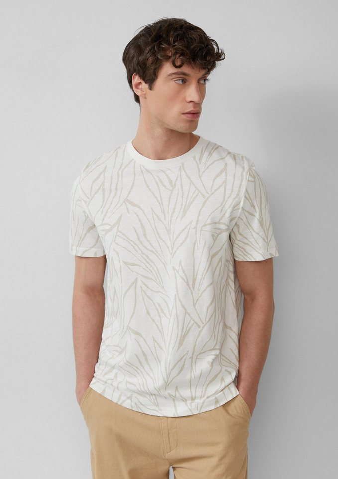 s.Oliver Kurzarmshirt T-Shirt Baumwollshirt mit Print und Flammgarnstruktur von s.Oliver