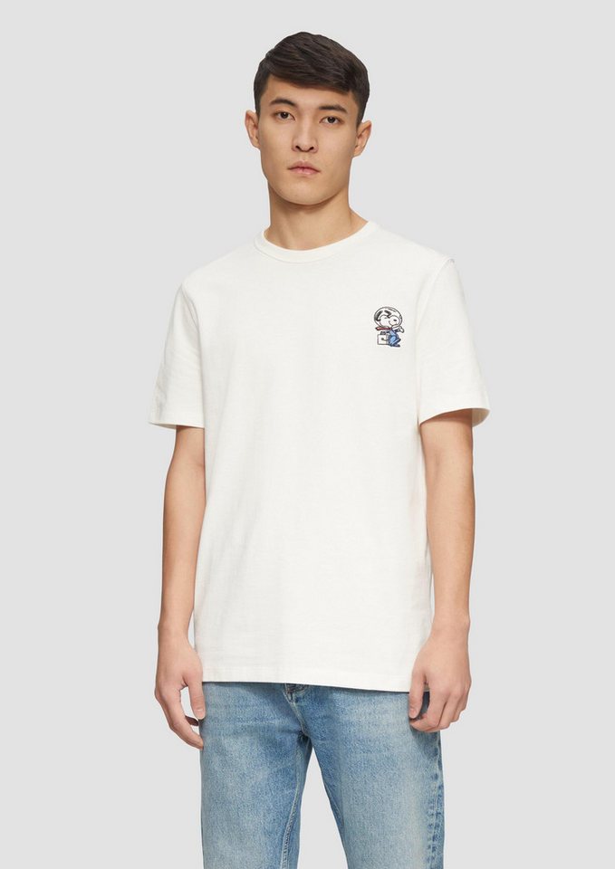 s.Oliver Kurzarmshirt T-Shirt Baumwoll-T-Shirt mit Peanuts®-Stickerei von s.Oliver