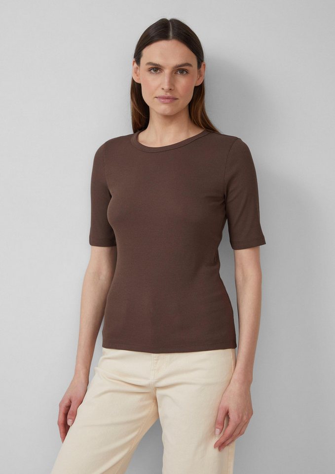 s.Oliver Kurzarmshirt T-Shirt Geripptes T-Shirt im Slim Fit aus Baumwollmix von s.Oliver