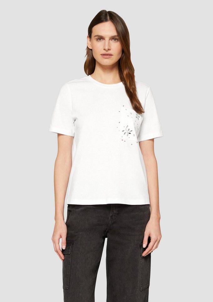 s.Oliver Kurzarmshirt T-Shirt T-Shirt aus Baumwolle mit Schmucksteinen von s.Oliver