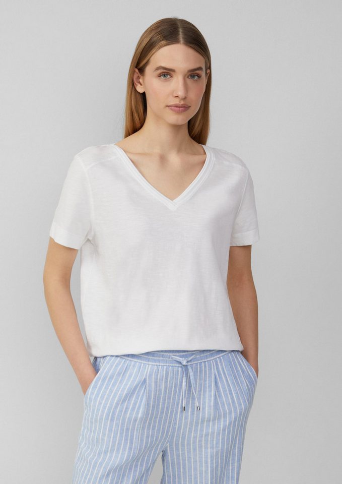 s.Oliver Kurzarmshirt T-Shirt T-Shirt aus Flammgarn mit V-Ausschnitt von s.Oliver