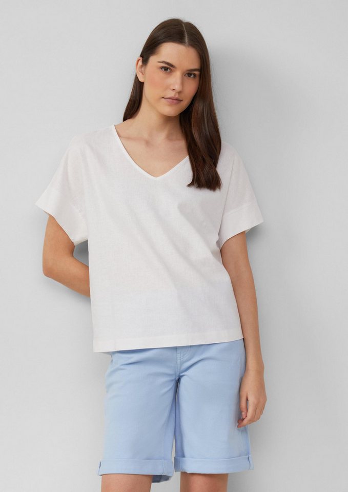 s.Oliver Kurzarmshirt T-Shirt T-Shirt im Fabricmix mit Leinenanteil von s.Oliver