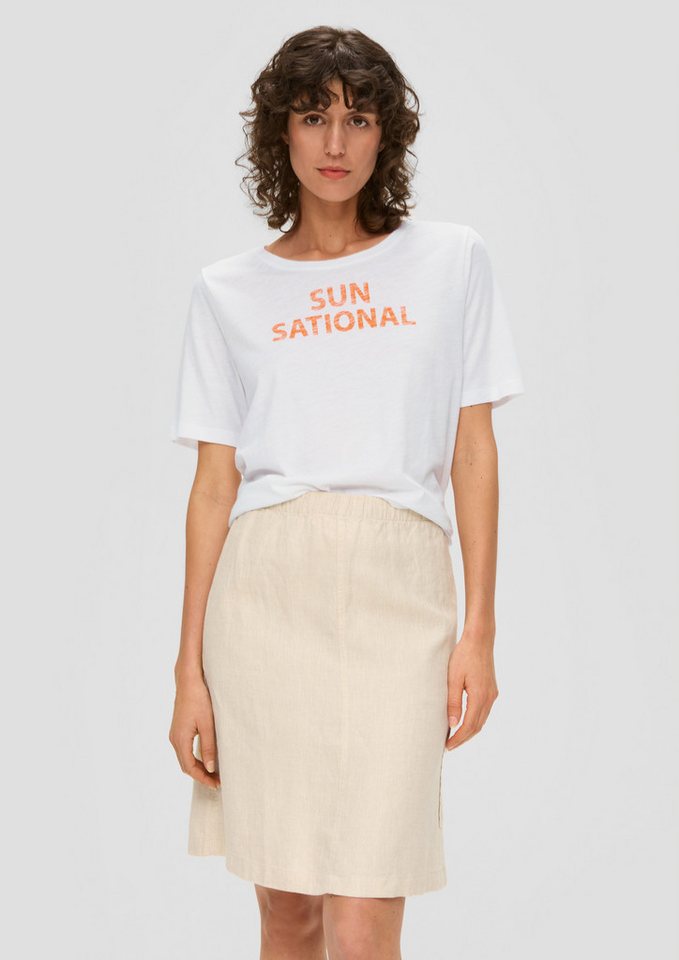 s.Oliver Kurzarmshirt T-Shirt T-Shirt mit Frontprint und Flammgarn-Struktur von s.Oliver