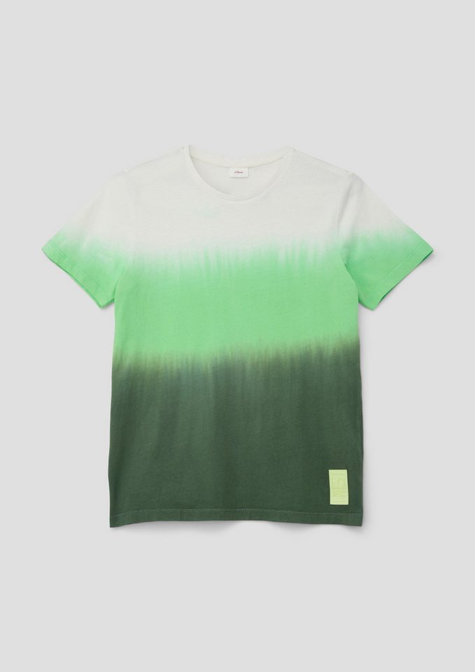 s.Oliver Kurzarmshirt T-Shirt mit Garment Dye Label-Patch, Garment Dye von s.Oliver