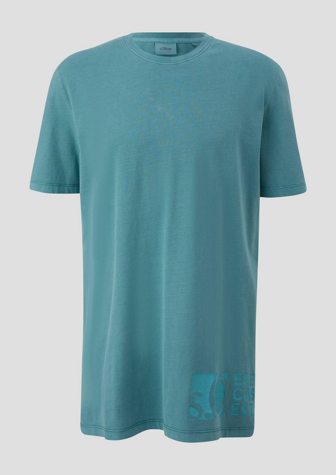 s.Oliver Kurzarmshirt T-Shirt mit Logo-Patch Garment Dye, Artwork von s.Oliver
