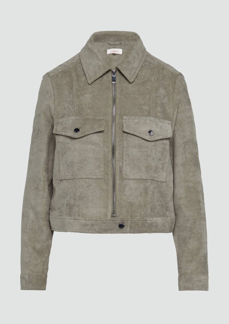 s.Oliver - Kurze Cordjacke mit aufgesetzten Taschen, Damen, braun von s.Oliver