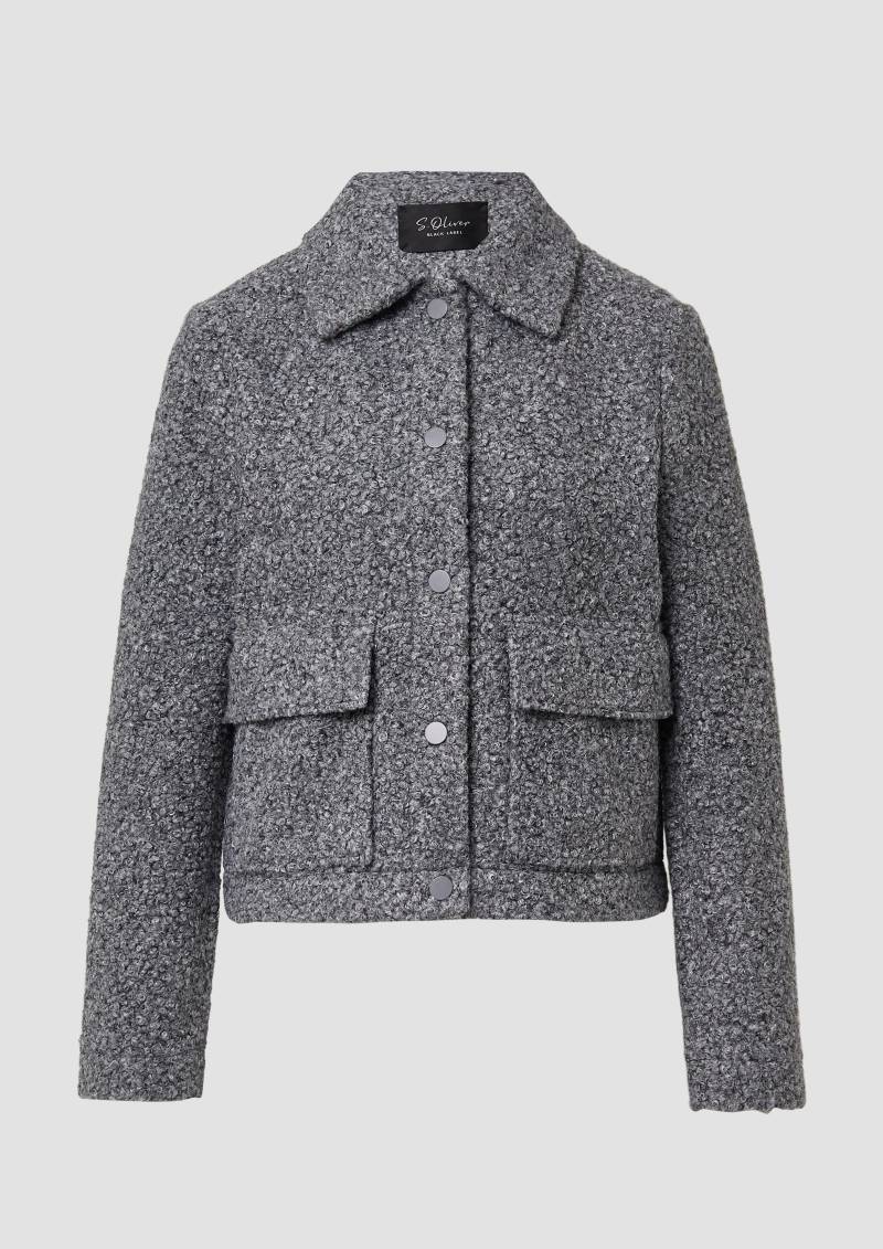 s.Oliver - Kurze Jacke mit Hemdkragen und Druckknöpfen, Damen, grau von s.Oliver