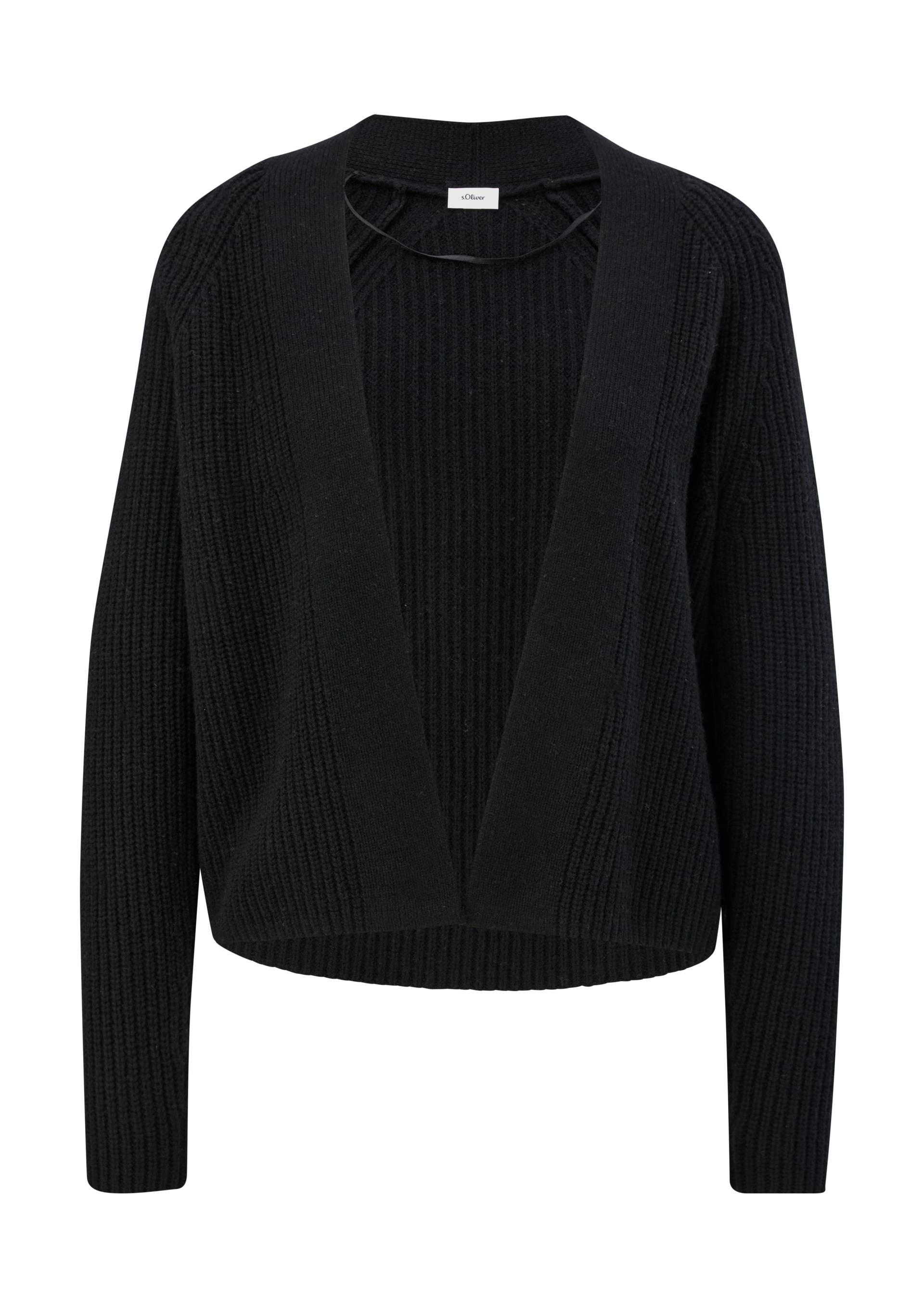 s.Oliver - Kurzer Cardigan aus Wollmix, Damen, schwarz von s.Oliver