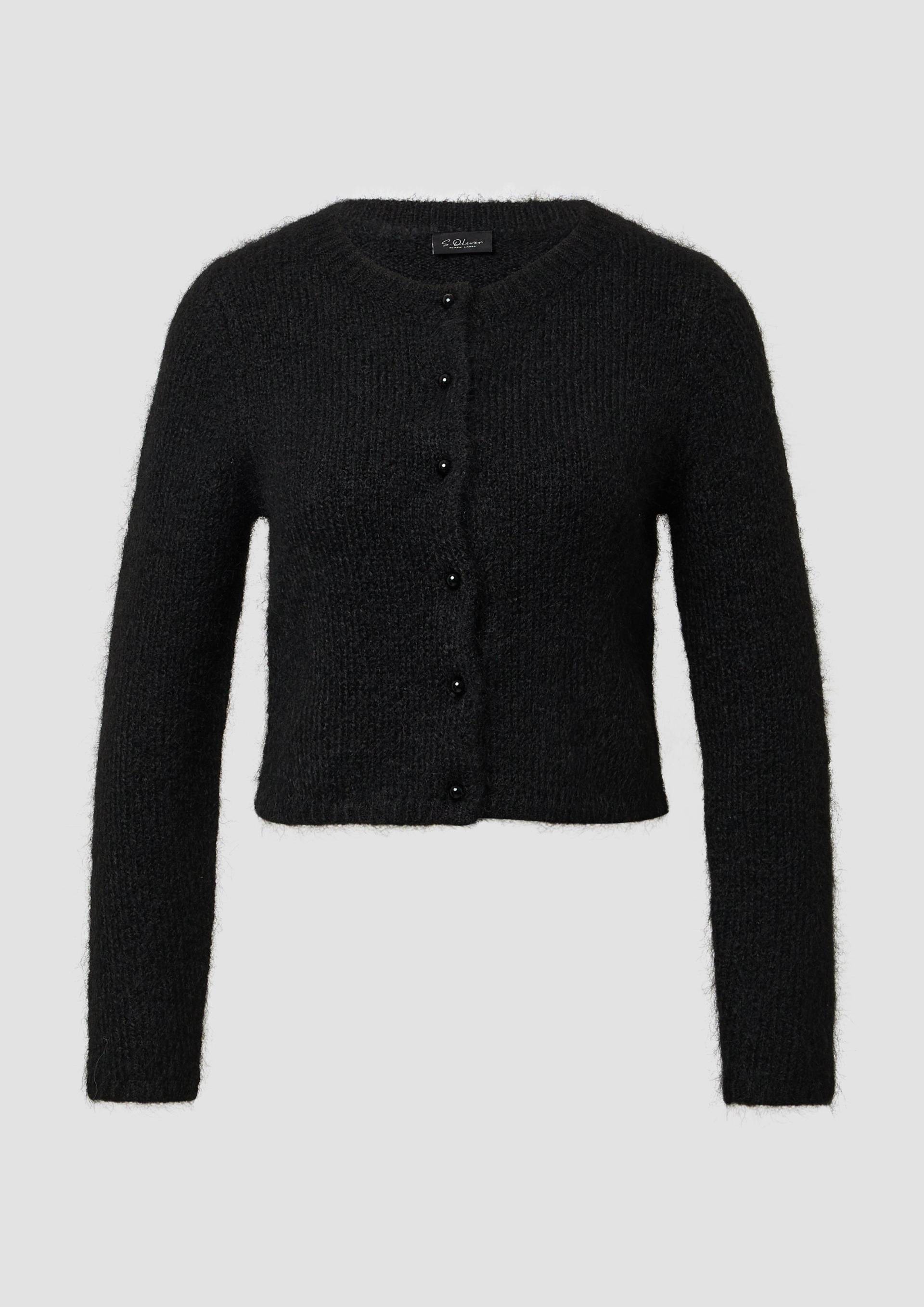 s.Oliver - Kurzer Strick-Cardigan mit Wolle, Damen, schwarz von s.Oliver