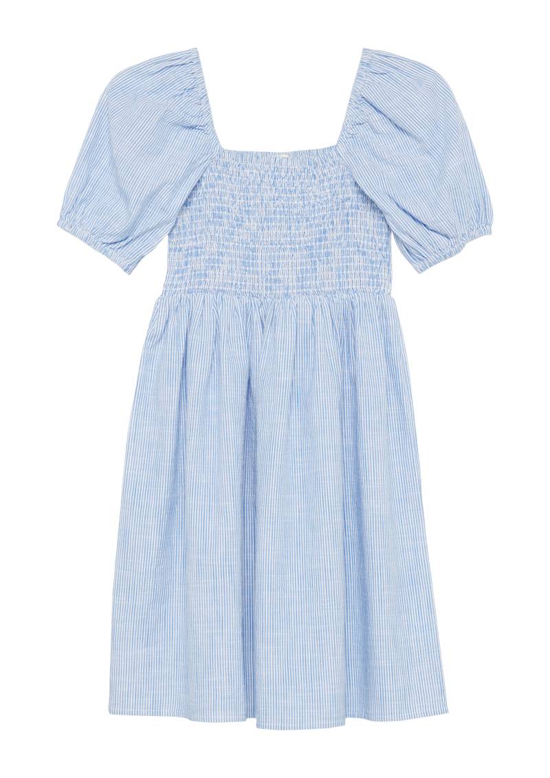 s.Oliver - Kurzes Baumwollkleid mit Smok-Details und Puffärmeln, Mädchen, blau von s.Oliver