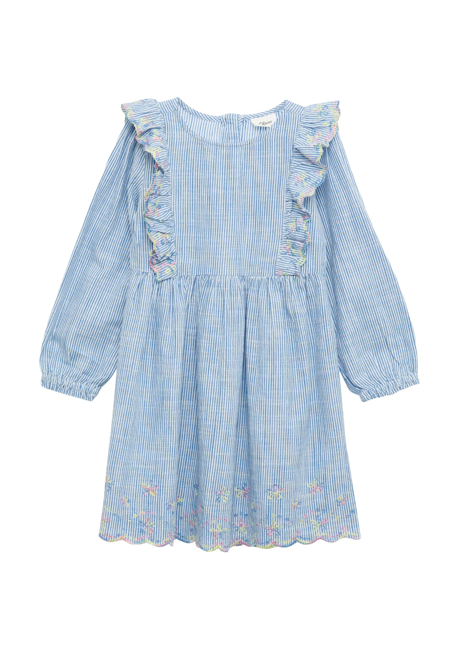 s.Oliver - Kurzes Baumwollkleid mit Streifenmuster und Stickereien, Kinder, blau von s.Oliver