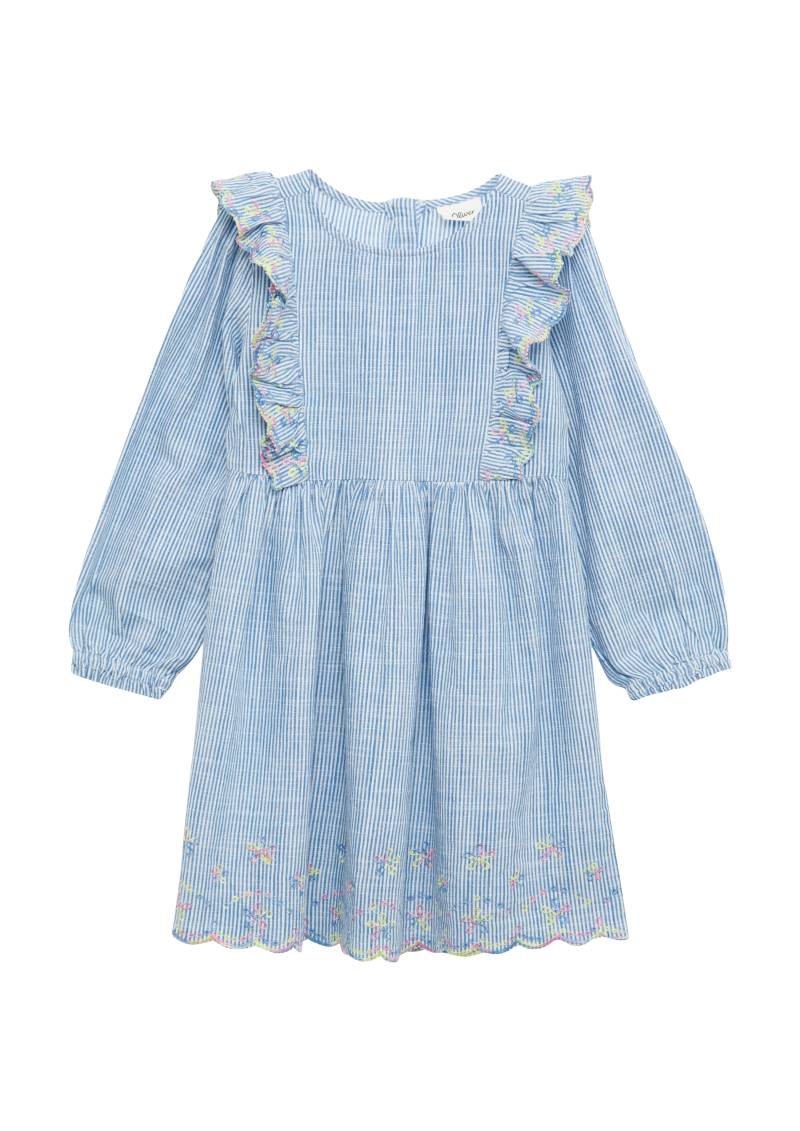 s.Oliver - Kurzes Baumwollkleid mit Streifenmuster und Stickereien, Kinder, blau von s.Oliver
