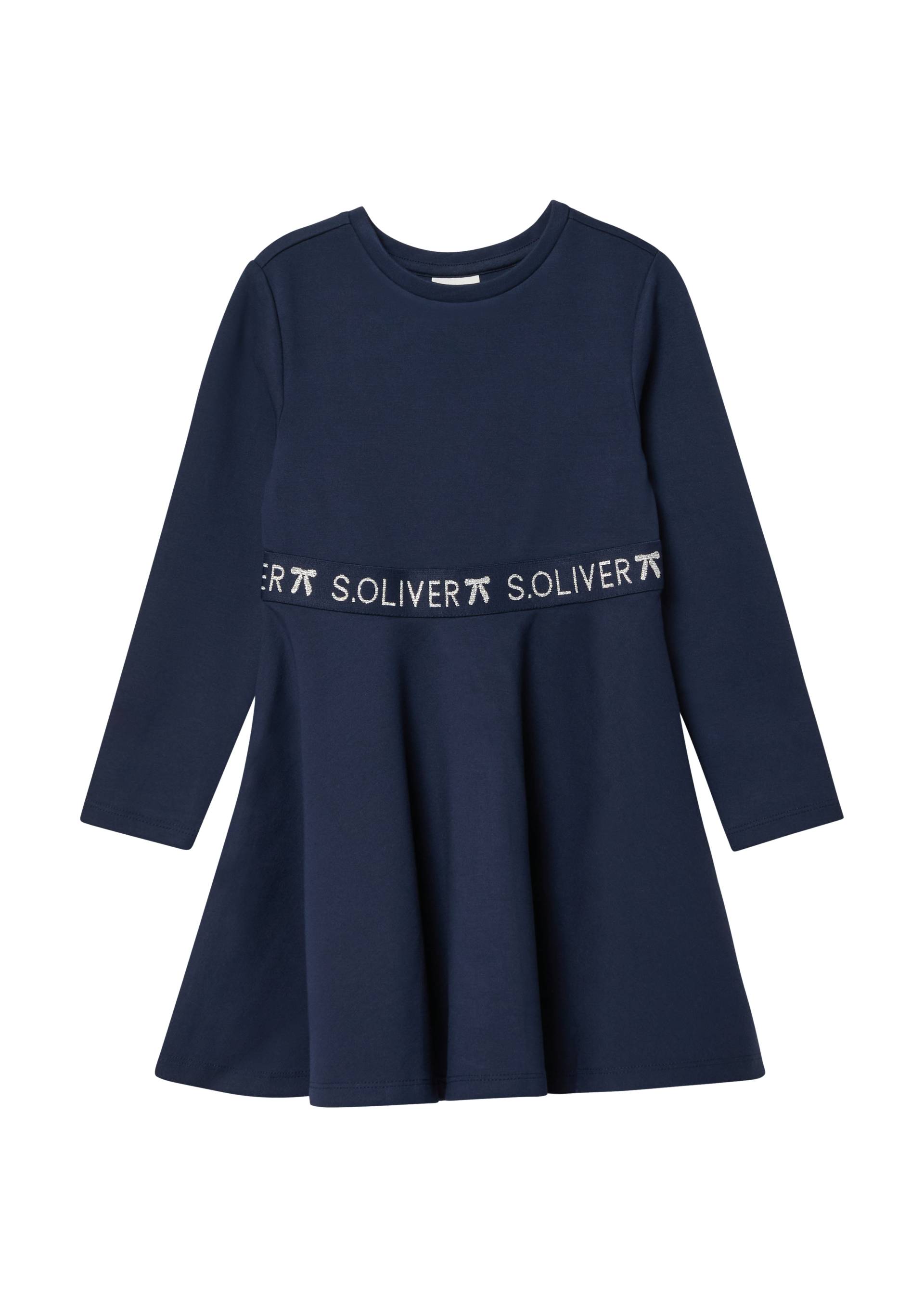 s.Oliver - Kurzes Interlock-Kleid mit Logo-Glitzer-Tape, Kinder, blau von s.Oliver